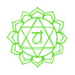 Anahata chakra. Pencil drawing. Hand drawn vector art. Om sign. Green circle. Sacral icon. Meditation