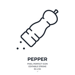 Wall Mural - Pepper grinder editable stroke outline icon isolated on white background flat vector illustration. Pixel perfect. 64 x 64.