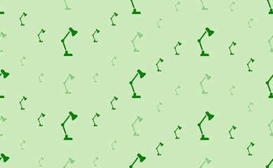 Poster - Seamless pattern of large and small green table lamp symbols. The elements are arranged in a wavy. Vector illustration on light green background