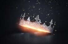 Low Key Image Of Beautiful Queen Or King Crown. Fantasy Medieval Period