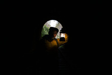 Mature Man In Dark Tunnel