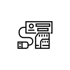 Poster - card reader vector icon. computer component icon outline style. perfect use for logo, presentation, website, and more. simple modern icon design line style