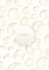 Wall Mural - white premium abstract vector holey background with circles and a round copy space with a golden bor