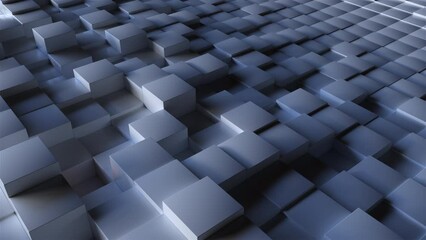 Poster - Waves of cubes. Computer generated 3d render