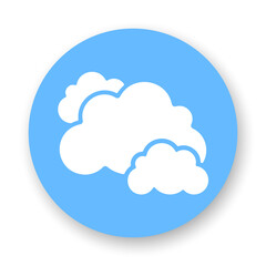 Wall Mural - Clouds flat icon. Stylized white clouds on blue background. Best for mobile apps, social media, highlights and web design.