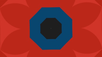 Poster - Red kaleidoscope multicolored pattern with kaleidoscopic flower. Motion. Floral pattern with geometric transforming shapes.