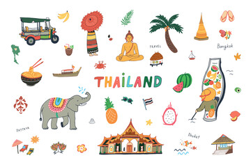 Thailand travel vector illustrations set