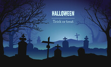 Halloween Background With Cemetery