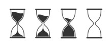 Sand Watch Icon Set. Hourglass Symbol. Flat Vector Illustration.