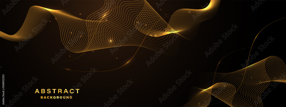 Abstract gold background with flowing lines. Dynamic waves. vector ...