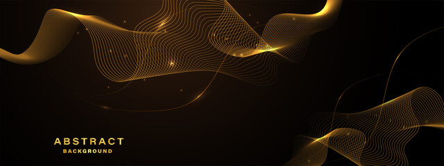 Wall Mural - Abstract gold background with flowing lines. Dynamic waves. vector illustration.
