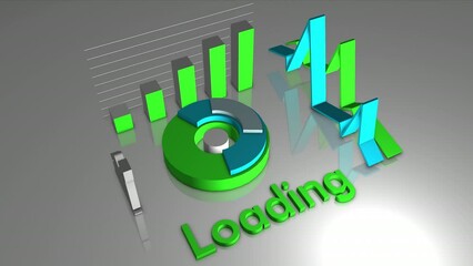 Aufkleber - Abstract graphs and loading inscription. Motion. Round shaped diagram surrounded by graphics and a word loading.