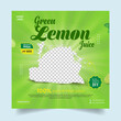 Green lemon juice social media post promotion banner template.
