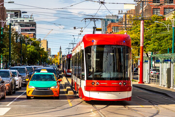 Wall Mural - Modern tram in Toronto