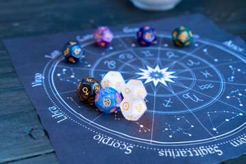 zodiac horoscope with divination dice