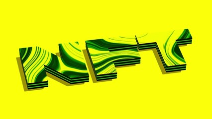 Aufkleber - Non fungible token animation, cryptocurrencies and digital art concept. Motion. NFT letters on a yellow background.