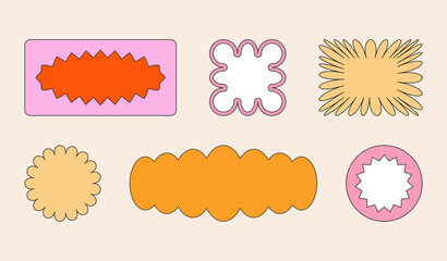 Fototapete - Vector set of design elements, patches and stickers with copy space for text - abstract background elements for branding, packaging, prints and social media posts