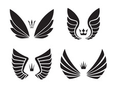 Set Of Four Pairs Of Wings With Crowns..