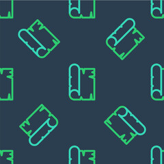 Poster - Line Ancient papyrus scroll icon isolated seamless pattern on blue background. Parchment paper. Ancient Egypt symbol. Vector