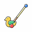 duck stick push toy color icon vector illustration