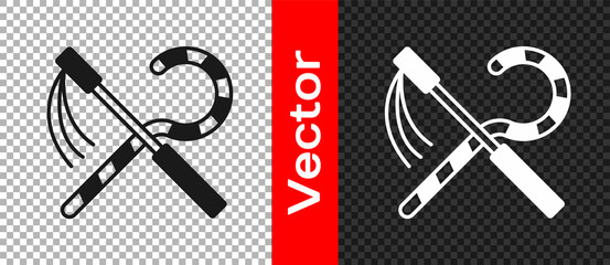 Poster - Black Crook and flail icon isolated on transparent background. Ancient Egypt symbol. Scepters of egypt. Vector