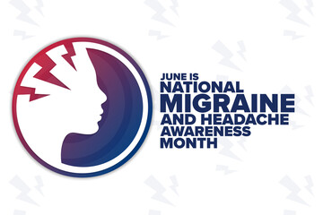 Wall Mural - June is National Migraine and Headache Awareness Month. Holiday concept. Template for background, banner, card, poster with text inscription. Vector EPS10 illustration.