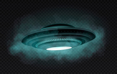 Wall Mural - unidentified flying object. alien flying saucer, futuristic vehicle and innovation. space and galaxy