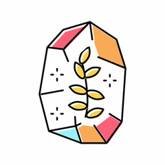Wall Mural - stone with plant boho color icon vector illustration