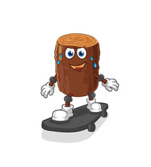 log riding skateboard cartoon character vector