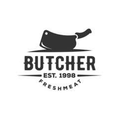 Wall Mural - Vintage Retro Butcher shop label logo design template illustration