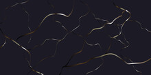 Gold And Black Marble Stone Texture Background Material. Golden Marble Ink Texture On Dark Grey.