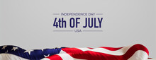 Authentic Banner For Independence Day With USA Flag And White Background.
