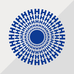 Poster - H letter patterns conceptual mandala vector illustration. H text textures mandala design. Blue concept simple mandala vector design.