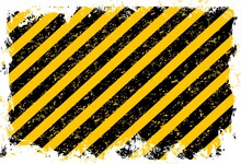 Grunge Yellow Black Stripes, Industrial Background Warning Frame, Vector Caution Sign. Hazard Danger Sign Or Safety Border Background With Black And Yellow Grunge Stripe Line Pattern