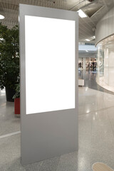 Wall Mural - Mock up. Blank vertical poster billboard, advertising stand, lightbox inside shopping mall