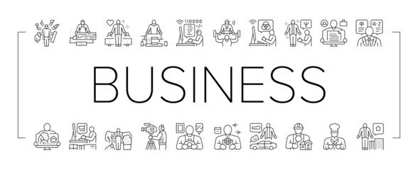 Wall Mural - Small Business Worker Occupation Icons Set Vector