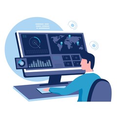 Wall Mural - Flat design of monitoring system concept. Illustration for websites, landing pages, mobile applications, posters and banners. Trendy flat vector illustration