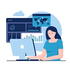Wall Mural - Monitoring system design concept. Illustration for websites, landing pages, mobile applications, posters and banners. Trendy flat vector illustration