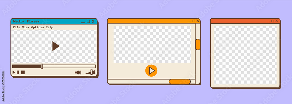 Vector set of 90s old desktop user interface dialog windows. Nostalgic ...