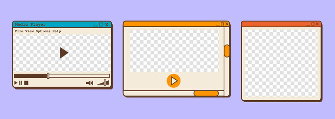 Fototapete - Vector set of 90s old desktop user interface dialog windows. Nostalgic retro computer ui. Vintage browser. Vaporwave and retrowave style old computer aesthetics. Vector illustration.