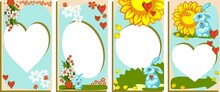 Sunny Palette Frame Set With Rabbit And Sunflowers.