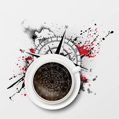 Wall Mural - Compass grunge piligrim dark coffee background