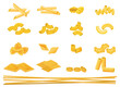 A set of pasta.Various types of Italian noodles and pasta.Vector cartoon pasta set.