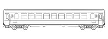 Railroad Passenger Wagon - Outline Vector Stock Illustration.