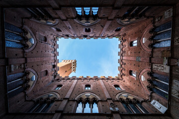 indoor architecture of siena town hall, italy