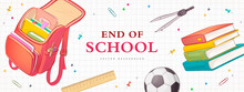 Hand Drawn End Of School Background. Vector Illustration