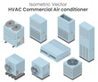 Isometric vector of air conditioners condensing unit, Chiller, VRF units, air conditioners for commercial or factory, HVAC