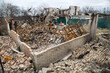 War in Ukraine. Remains of a house in the town of Hostomel after it was hit by a missile