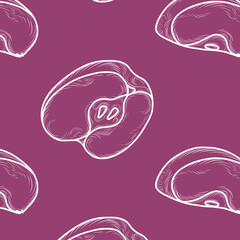 Wall Mural - Hand drawn slice of apple friut and apple slice on the seamless pattern