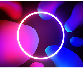 Poster - Abstract vector background with glowing neon circle lamp. 3d vector illustration